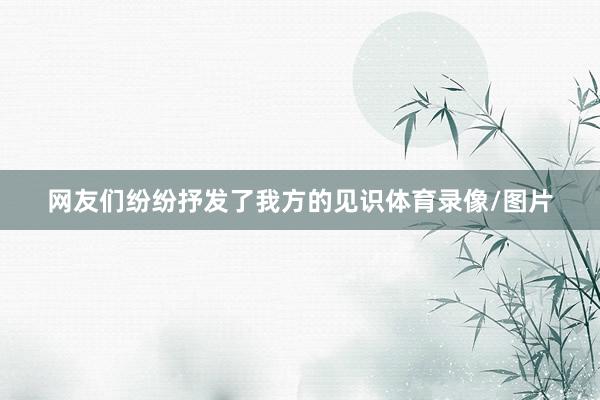 网友们纷纷抒发了我方的见识体育录像/图片