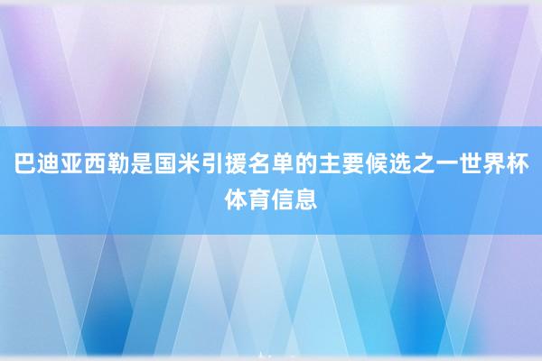 巴迪亚西勒是国米引援名单的主要候选之一世界杯体育信息