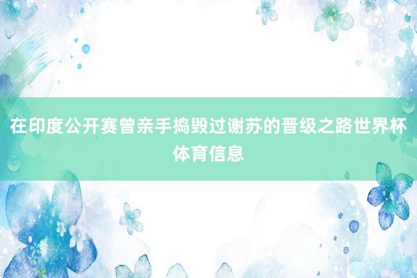 在印度公开赛曾亲手捣毁过谢苏的晋级之路世界杯体育信息
