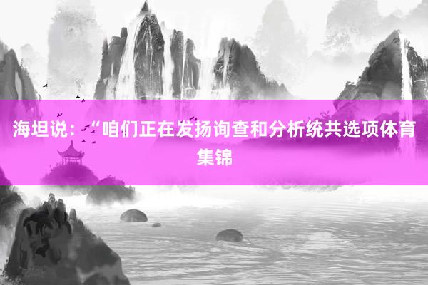 海坦说：“咱们正在发扬询查和分析统共选项体育集锦