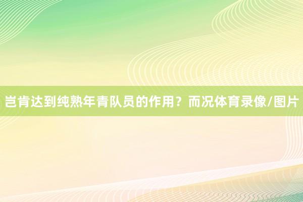 岂肯达到纯熟年青队员的作用？而况体育录像/图片