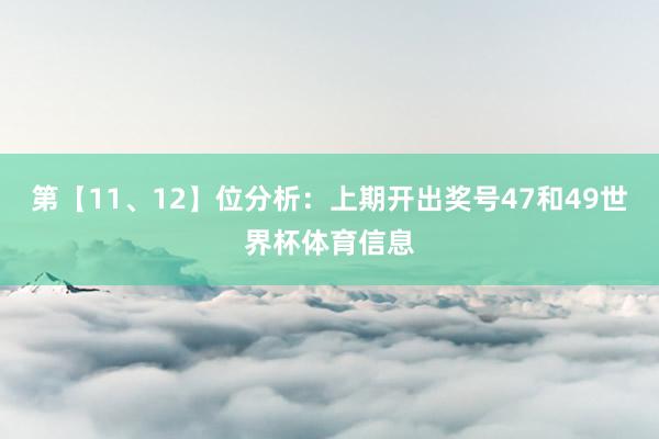 第【11、12】位分析：上期开出奖号47和49世界杯体育信息