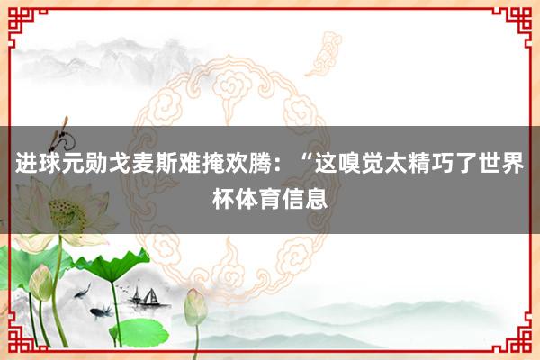 进球元勋戈麦斯难掩欢腾：“这嗅觉太精巧了世界杯体育信息