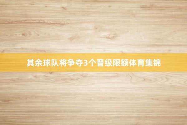 其余球队将争夺3个晋级限额体育集锦